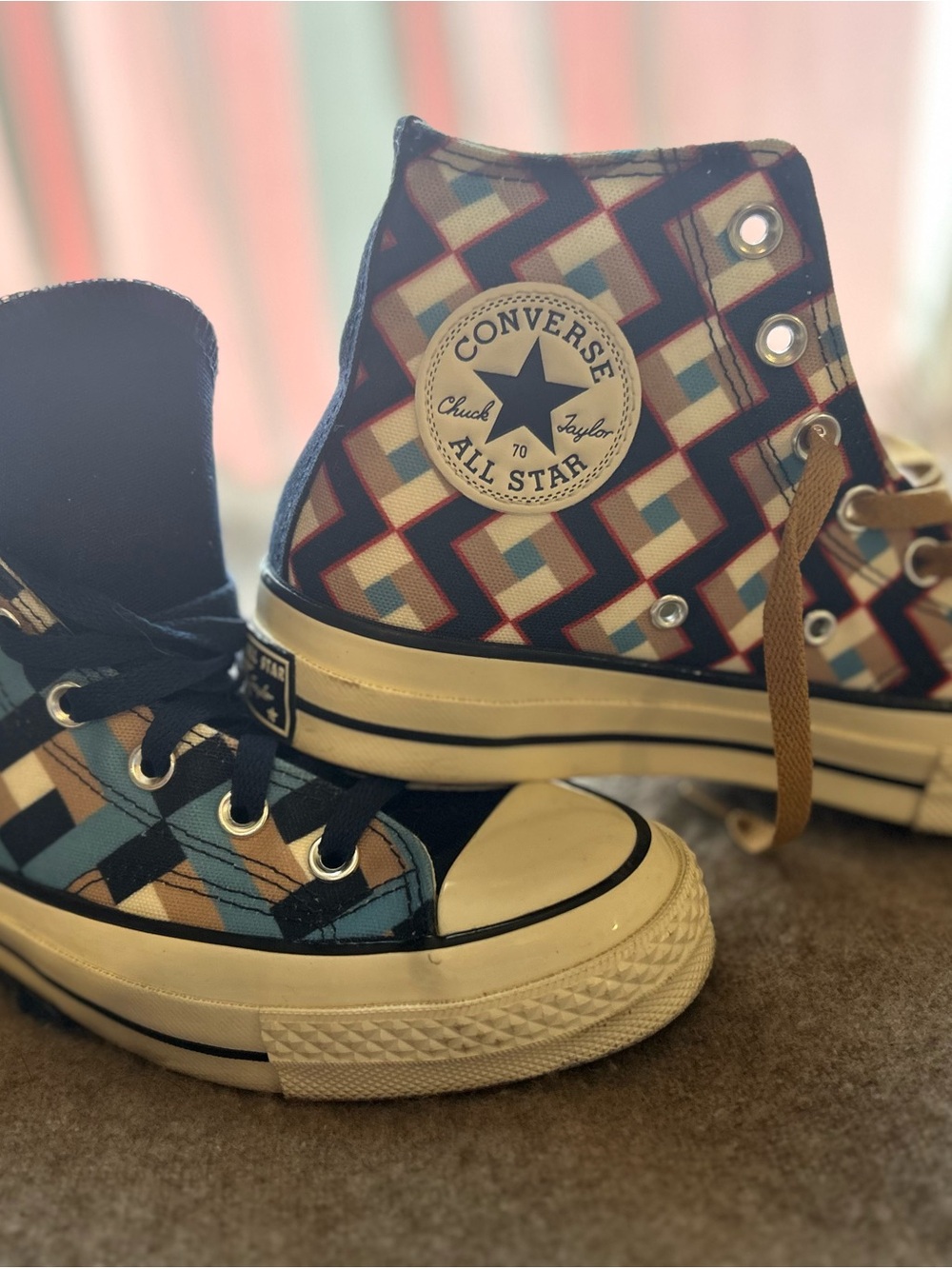 Converse Chuck Taylor High-Top Sneakers in Blue, Tan, Black